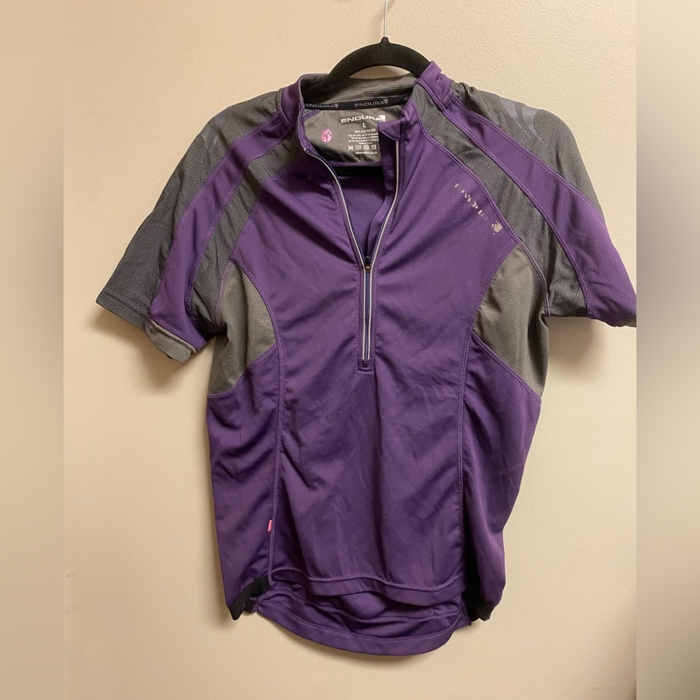 Endura Womens Cycling Jersey 1/4 Zip Bike Tops Size L Purple